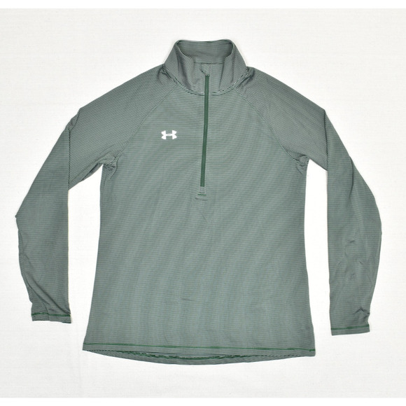 Under Armour Women's 1/4 Zip Pullover Sweatshirt Polyester Green Striped Size M - Picture 1 of 8